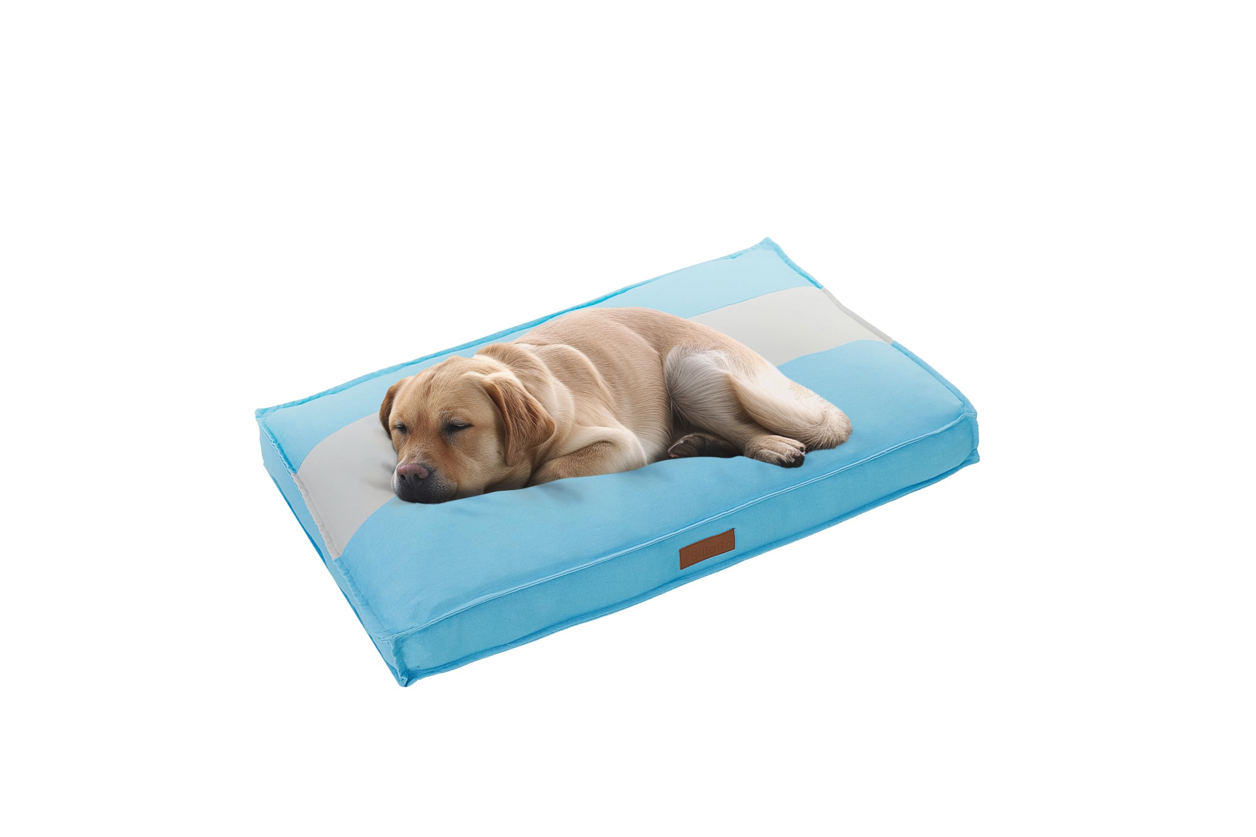 Ellie-Bo Large High-Density Orthopaedic Foam Dog Bed for 36-inch Dog Cage/Crate - Striped Blue/Grey