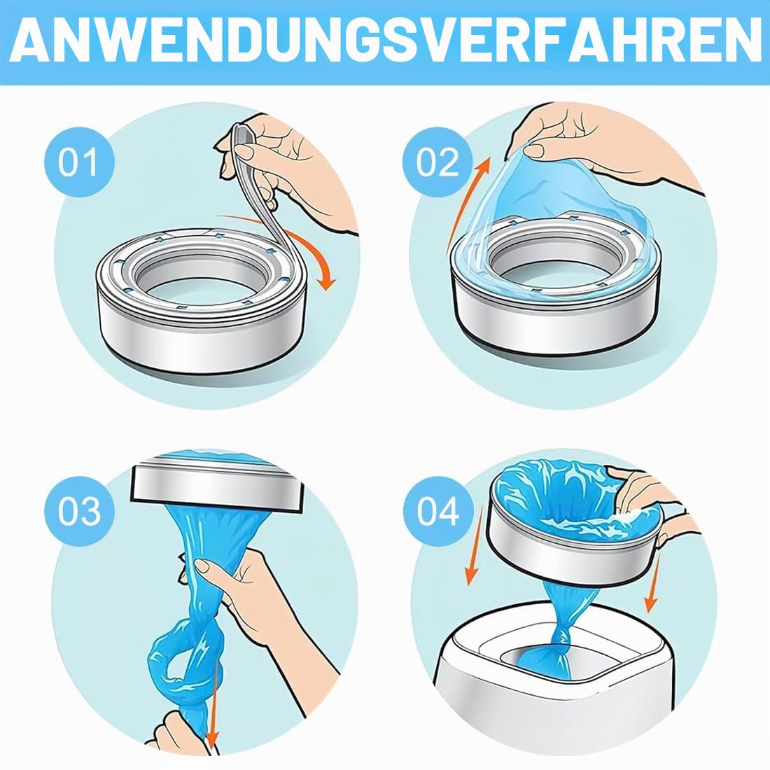 Nachfüllfolie Windeleimer Duftende Nachfüllpackungen Kompatibel mit Nachfüllkassetten für Windeleimer und Katzenstreu Eimer 4 Stück (ohne Kartusche)