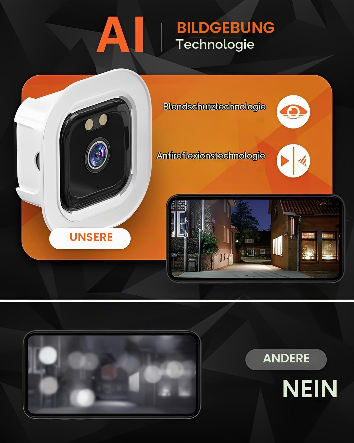 2K Fensterkamera Innen für Außenüberwachung, 3MP WLAN Kamera 2.4G/5G, KI Farb-Nachtsicht, Anti-Glare, PIR Bewegungserkennung, 24/7 Aufnahme, Alexa Kompatibel, Einfache Montage ohne Bohren, Weiß
