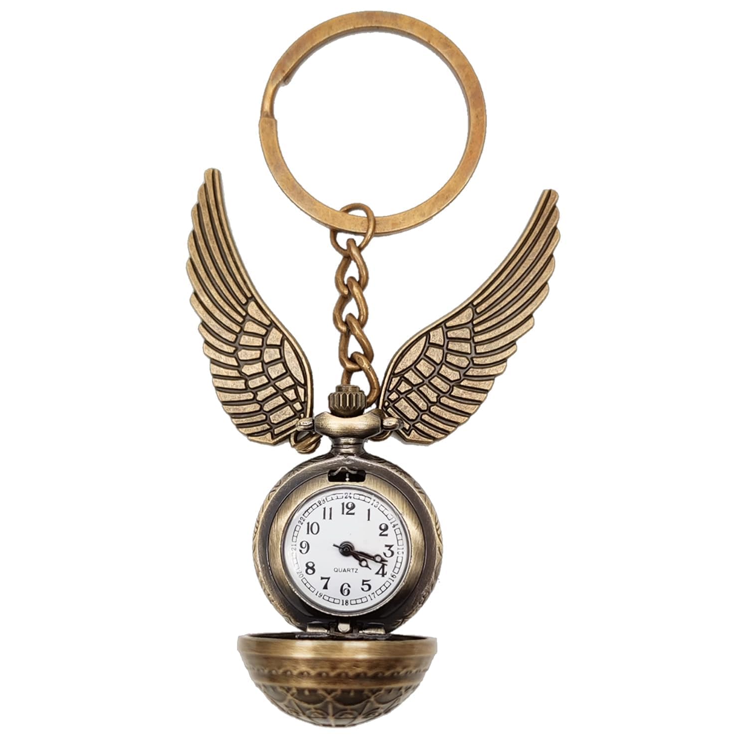 fowwelt Pocket Watch Metal Keychain Retro Vintage for Gifting With Key Ring Anti-Rust-picture-31