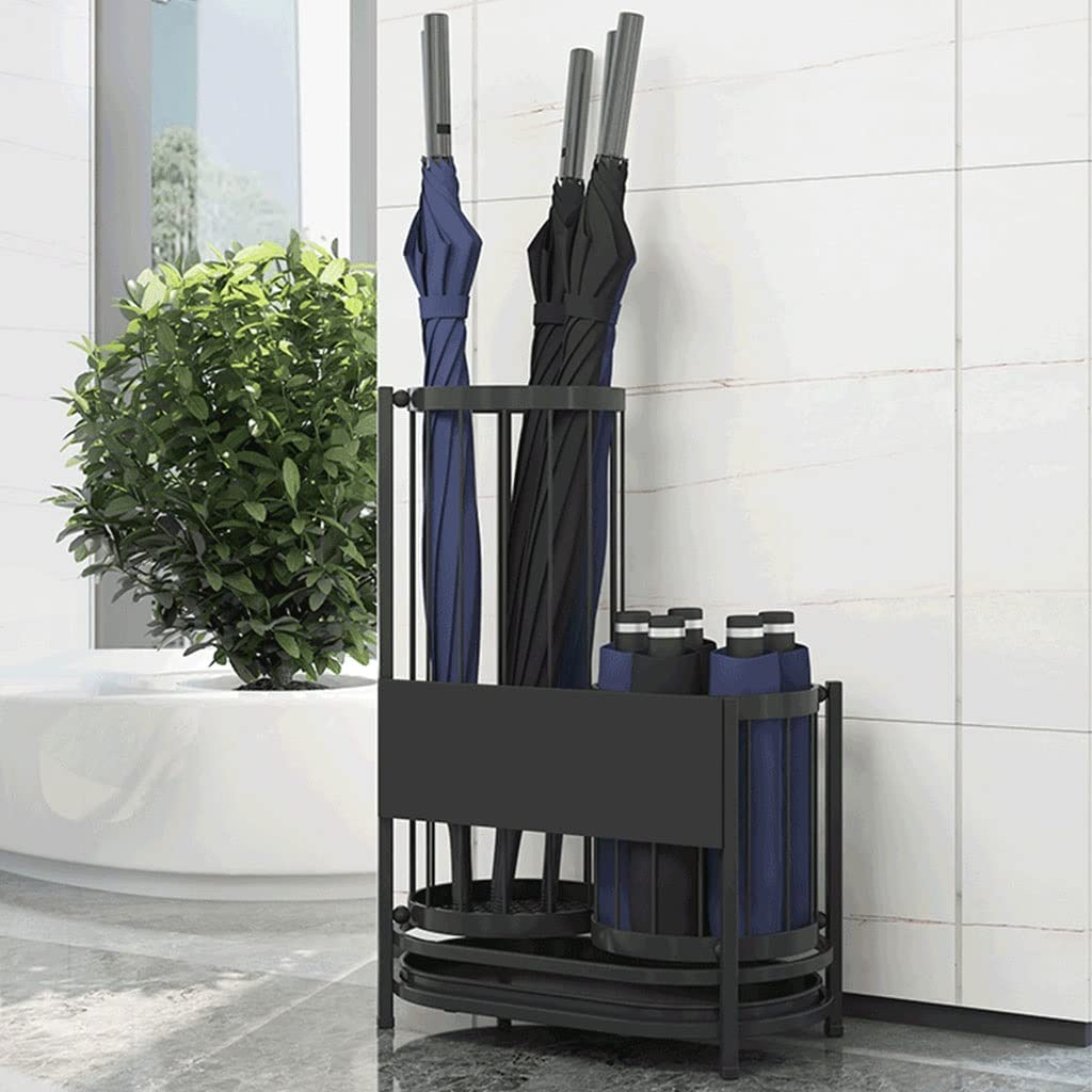 HYLYGFH Metal Office Design Umbrella Stand with Removable Drip Tray for Entryway Storage Two (Black 50x27x55cm)