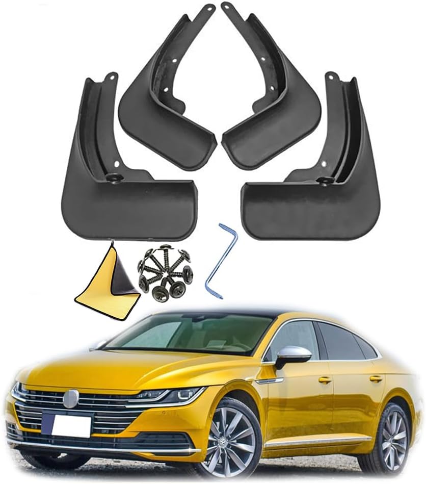 Car Mudguard Mud Flaps for VW Arteon CC 2019-2022 Molded Custom Front and Rear Mudflaps Splash Guards Fender Flares Kit 4-PC Auto Accessories,Send 1 Car Wash Towel