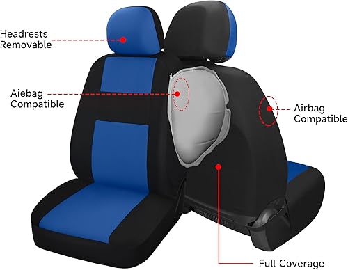 Miniatura 5 de VarCozy Juego completo de fundas de asiento de automóvil, fundas de asiento de banco dividido delantero y trasero de tela transpirable para