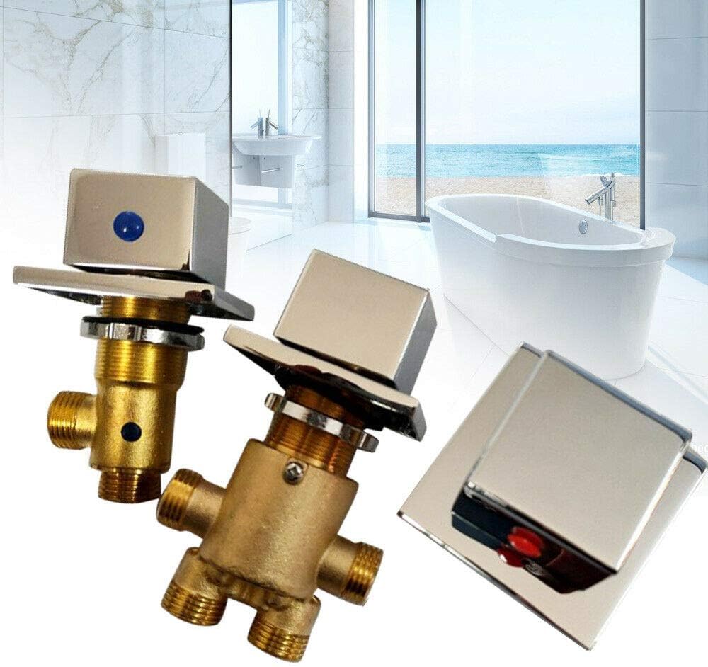 Gdrasuya10 3pcs Brass Chrome Square Bath Shower Mixer Diverter Valve