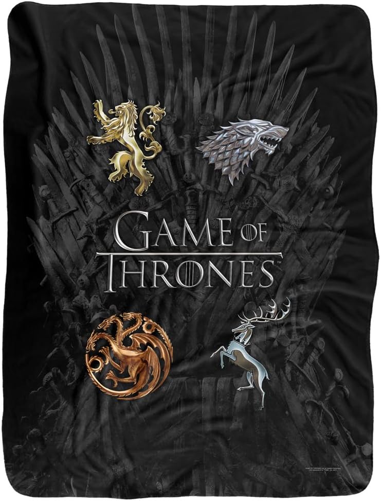 Game of Thrones Blanket, 60"x80", Chrome House Sigils Silky Touch Sherpa Back Super Soft Throw Blanket