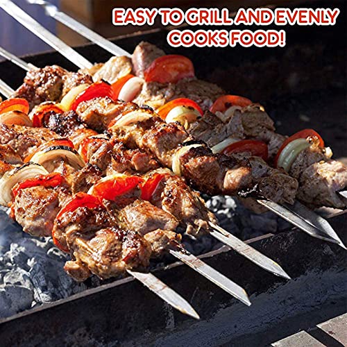 Eastdall Espetos Reutilizáveis,Palitos de espeto de churrasco de 16 polegadas 10 peças grelhados esp