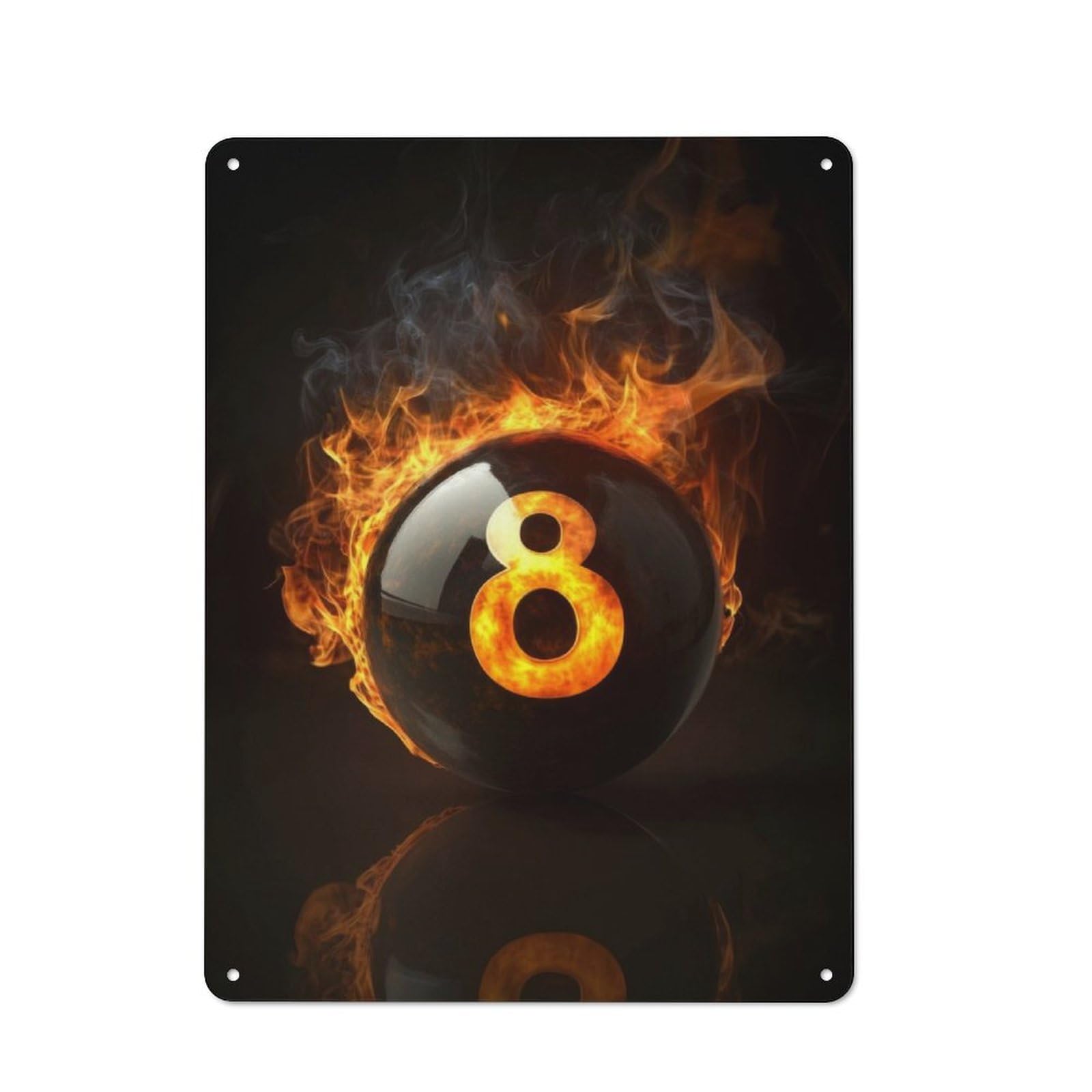 Junmoney Flaming Billiards 8 Ball Printed Metal Sign 40X30cm For Café Or Restaurant, New-Space Wall Decor For Café Owners And Decorators