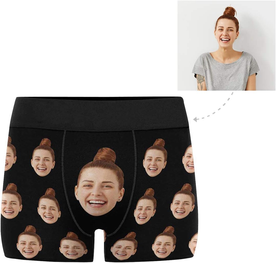 Custom Face Boxers Girlfriend and Wife Faces Personalized Face Briefs Underwear for Men