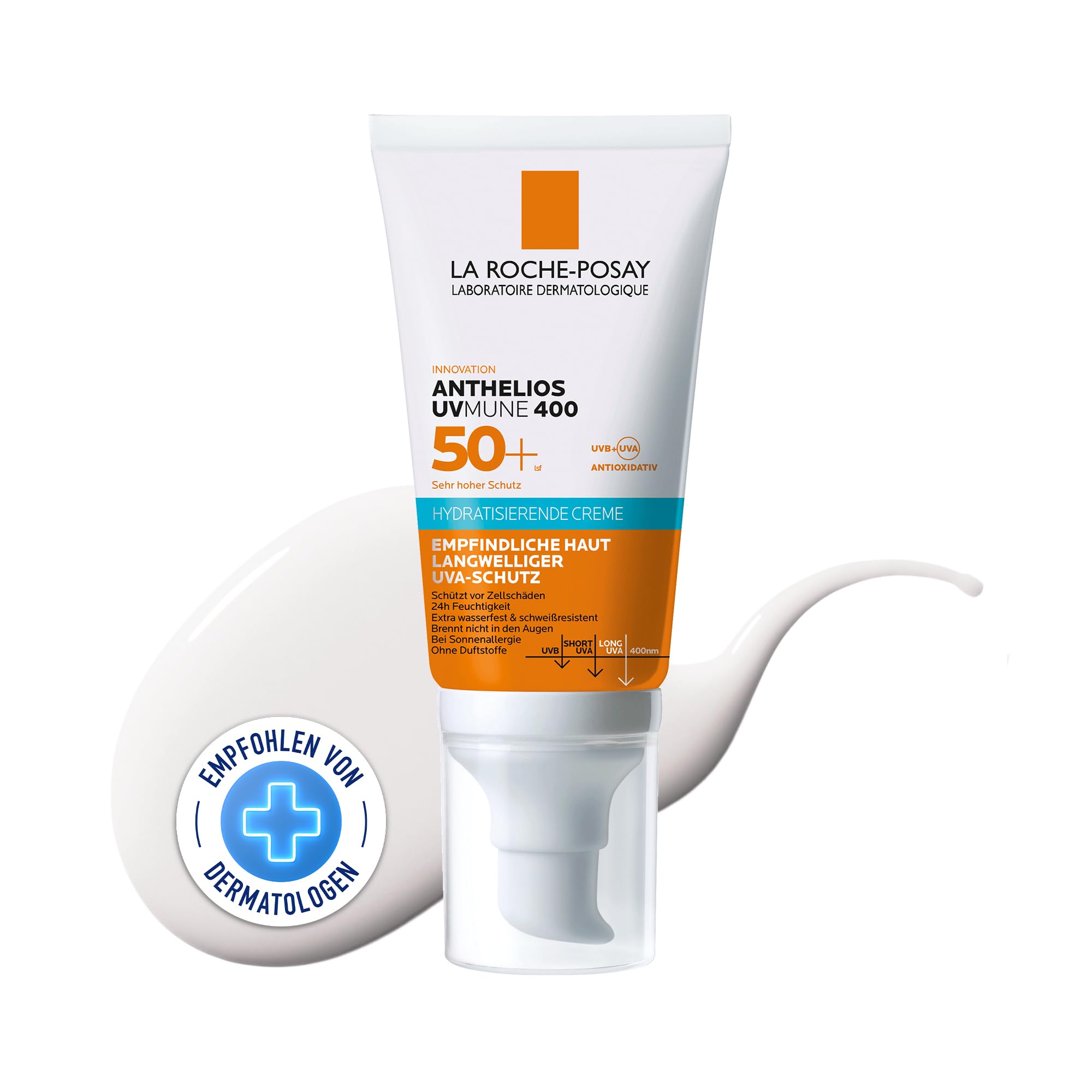La Roche Posay ANTHELIOS Hydratisierende Creme UVMune 40 bei trockener und empfindlicher Haut und Sonnenallergie, LSF 50+, 50 ml