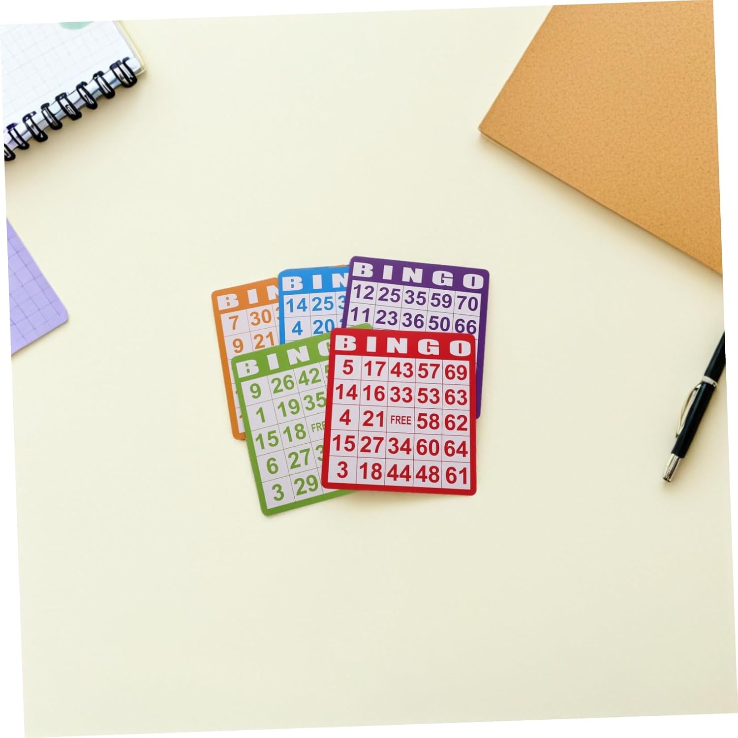 100pcs Colorful Bingo Cards Paper Party Game Supply with 5 Colors and Ages, Parent Communication and Enhancing Teamwork, for Schools and Summer Events