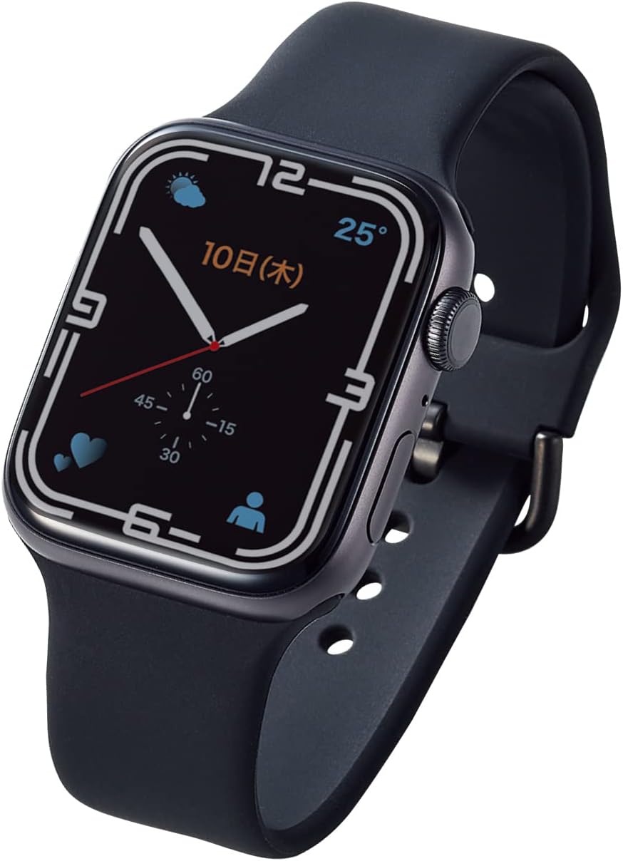 Elecom AW-45BDSCLBK Apple Watch Band 1.9 inches (49 mm), 1.7 inches (45 mm), 1.7 inches (44 mm), 1.7 inches (42 mm), Silicone, L Size, Wrist Circumference 6.1 - 8.1 inches (155 - 205 mm), Compatible with Apple Watch Series Ultra/8/7/SE2/SE/6/SE/6/6/1, 6/6/5/1, 4/1, Black