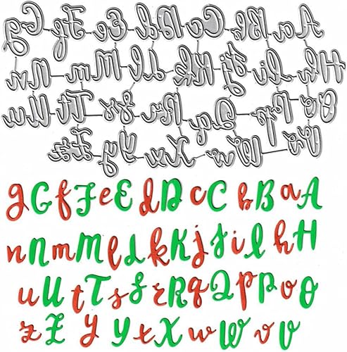 Miniatura 9 de 26 troqueles de corte de letras mayúsculas, minúsculas, 26 troquelados del alfabeto, plantillas de metal en relieve, molde de plantilla para