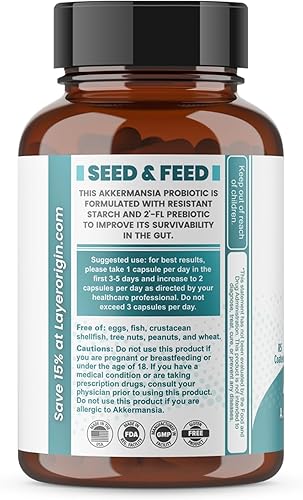 Miniatura 7 de Layer Origin Akkermansia Muciniphila Probiótico con PureHMO Oligosacáridos de leche humana prebiótico para GLP, metabolismo, 60 cápsulas, suministro