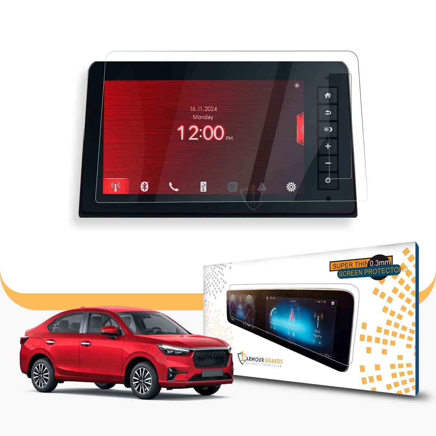 ARMOUR GUARDS Screen Guard For HONDA AMAZE 2024 || V, VX & ZX Models || 8 INCH Infotainment System Accessory | New Car Audio Display Touch Screen Protector [Not Tempered Glass]-image-37