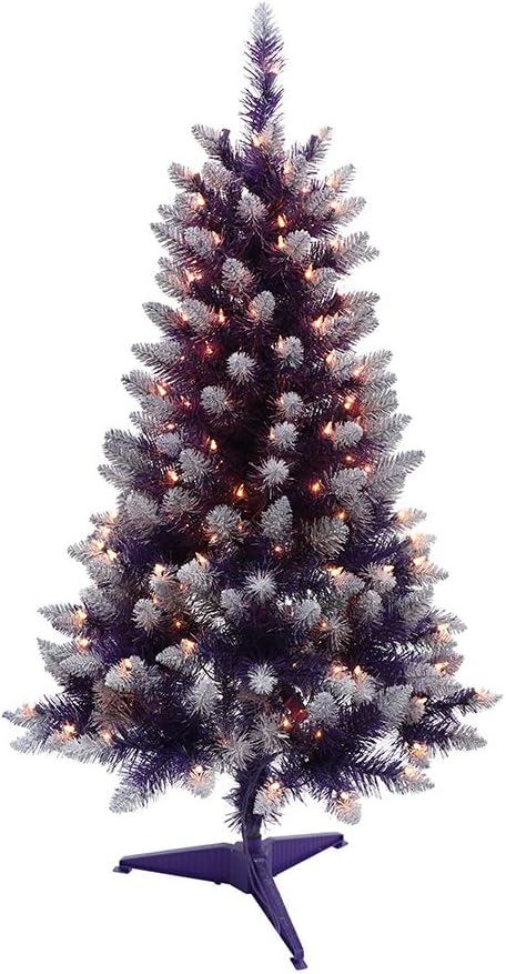 Puleo International 4 Foot Pre-Lit Fashion Purple Pine Artificial Christmas Tree with 150 UL-Listed Clear Lights 4' Purple Pine with 150 Clear Lights
