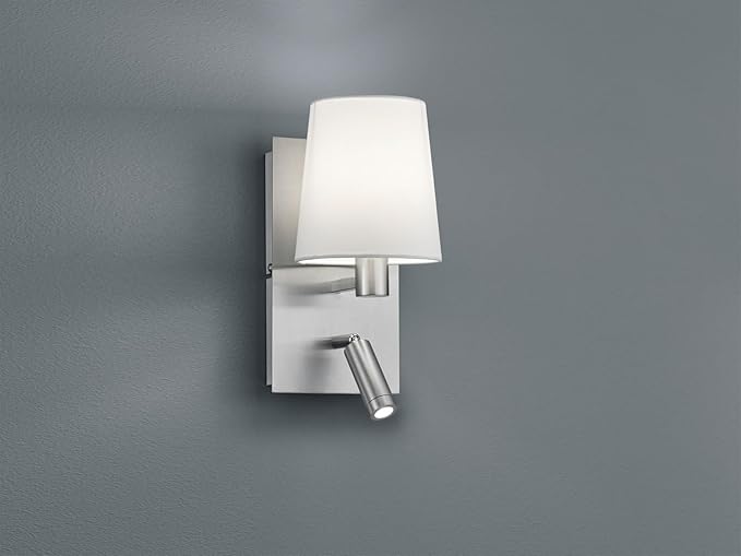 meineWunschleuchte TRIO Beleuchtung Kleine LED design klassieke wandlamp zilver met stoffen kap wit rond & draaibare leeslamp photo 3