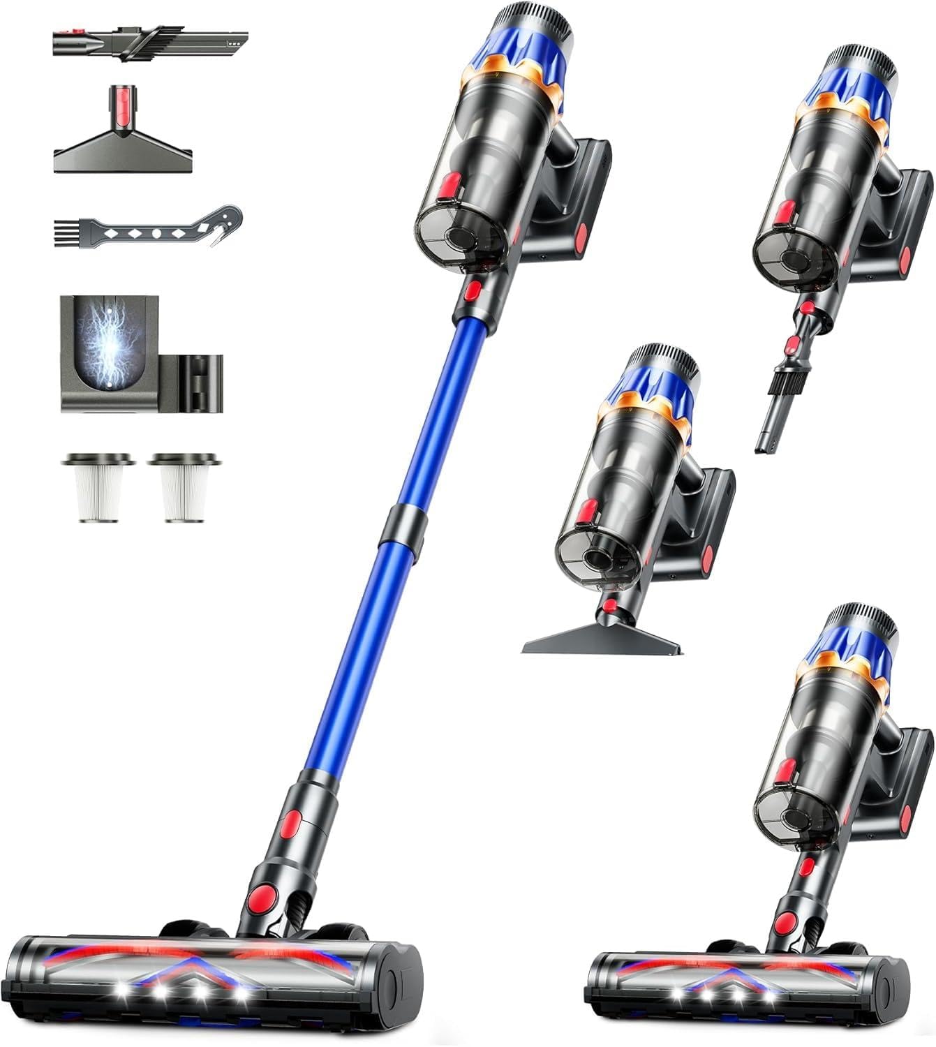 RENDOW Cordless Vacuum: 600W 50KPa Suction, 70Min Runtime, Anti-Tangle Stick Vac for Pet Hair, Carpets, Hard Floors
