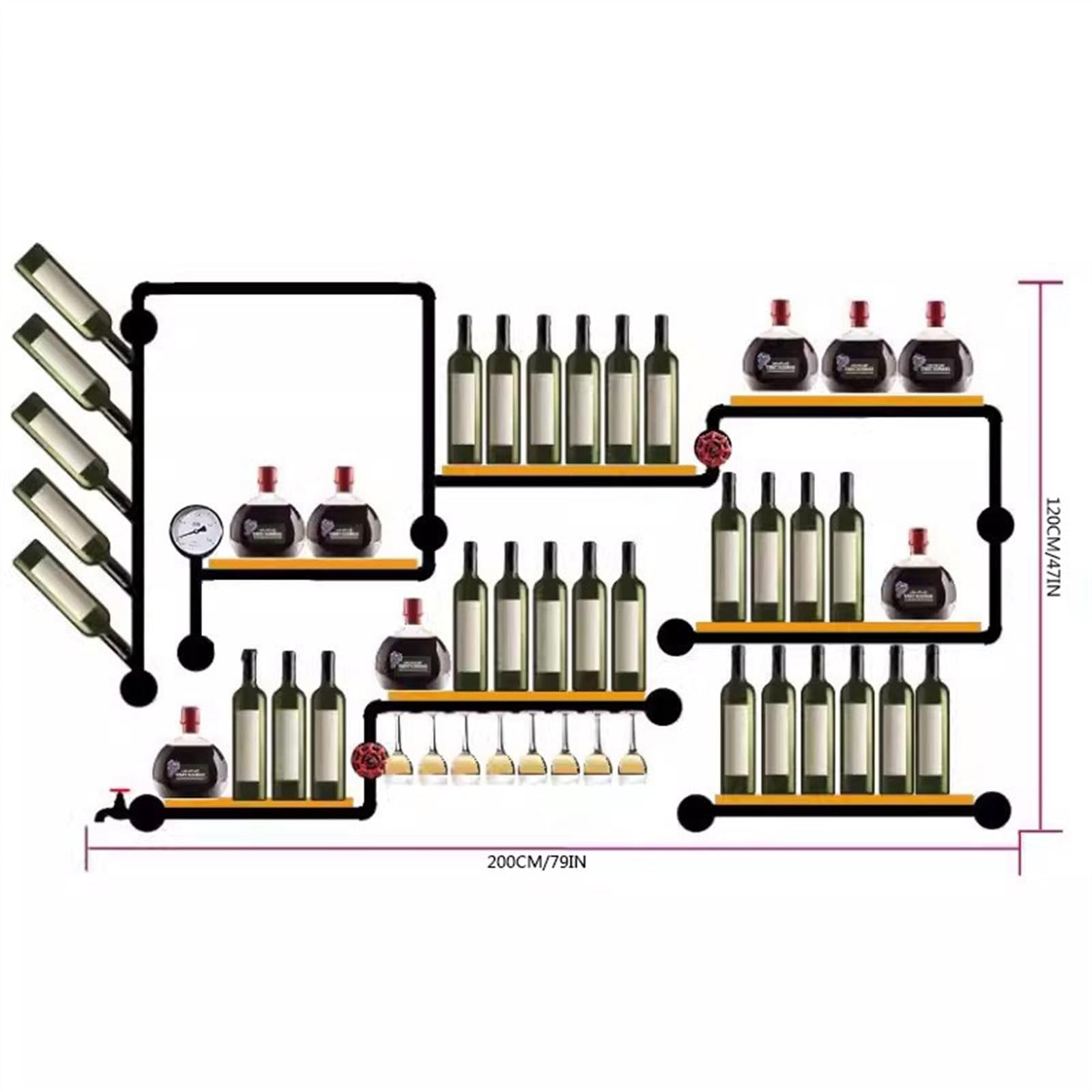 Soporte para vino Botellero Hierro Agua Mayordomo Estilo Industrial Cocina