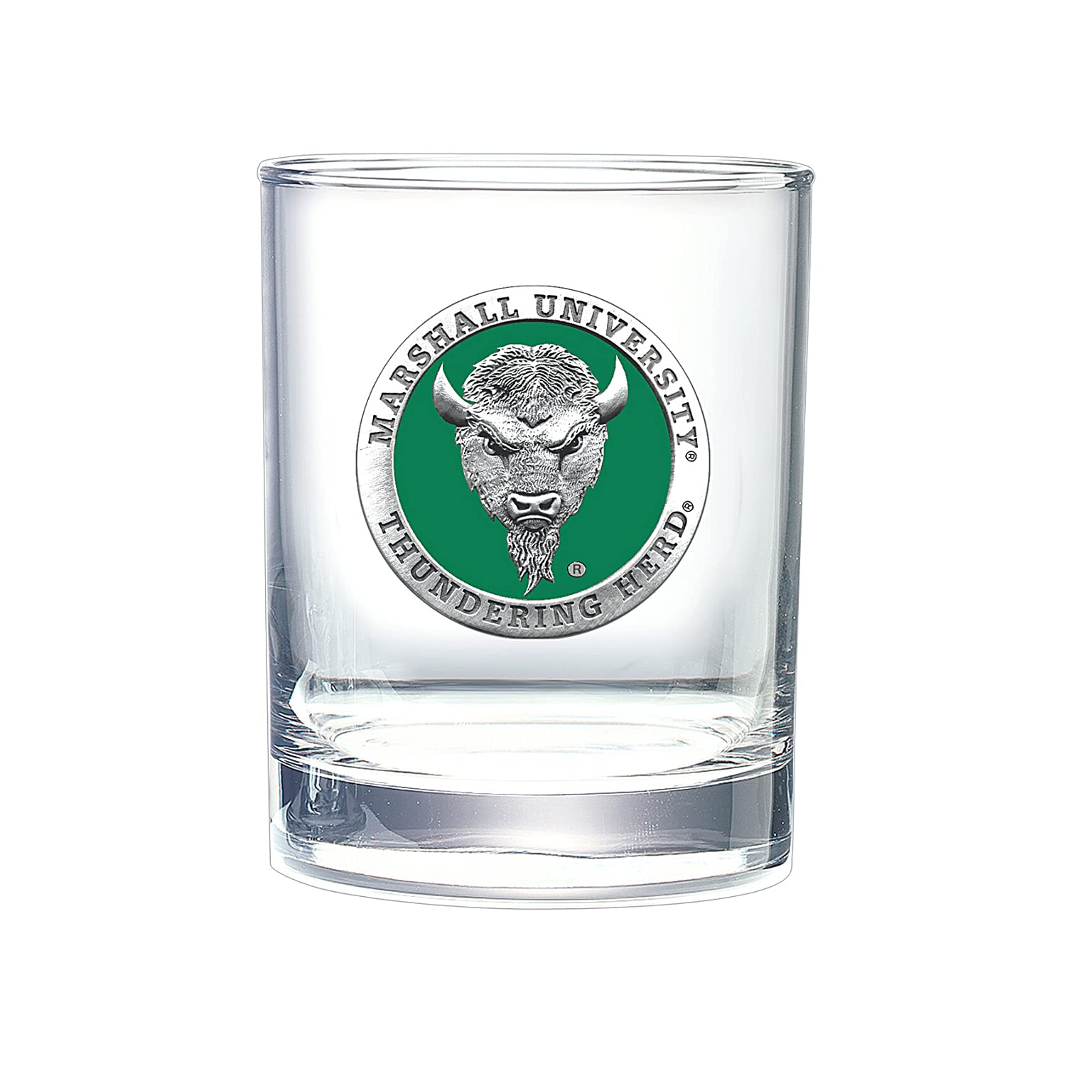 Heritage Pewter Marshall University Thundering Herd Double Old Fashion | Double Rocks Glass 14 OZ for Liquor | Expertly Crafted Pewter Glass
