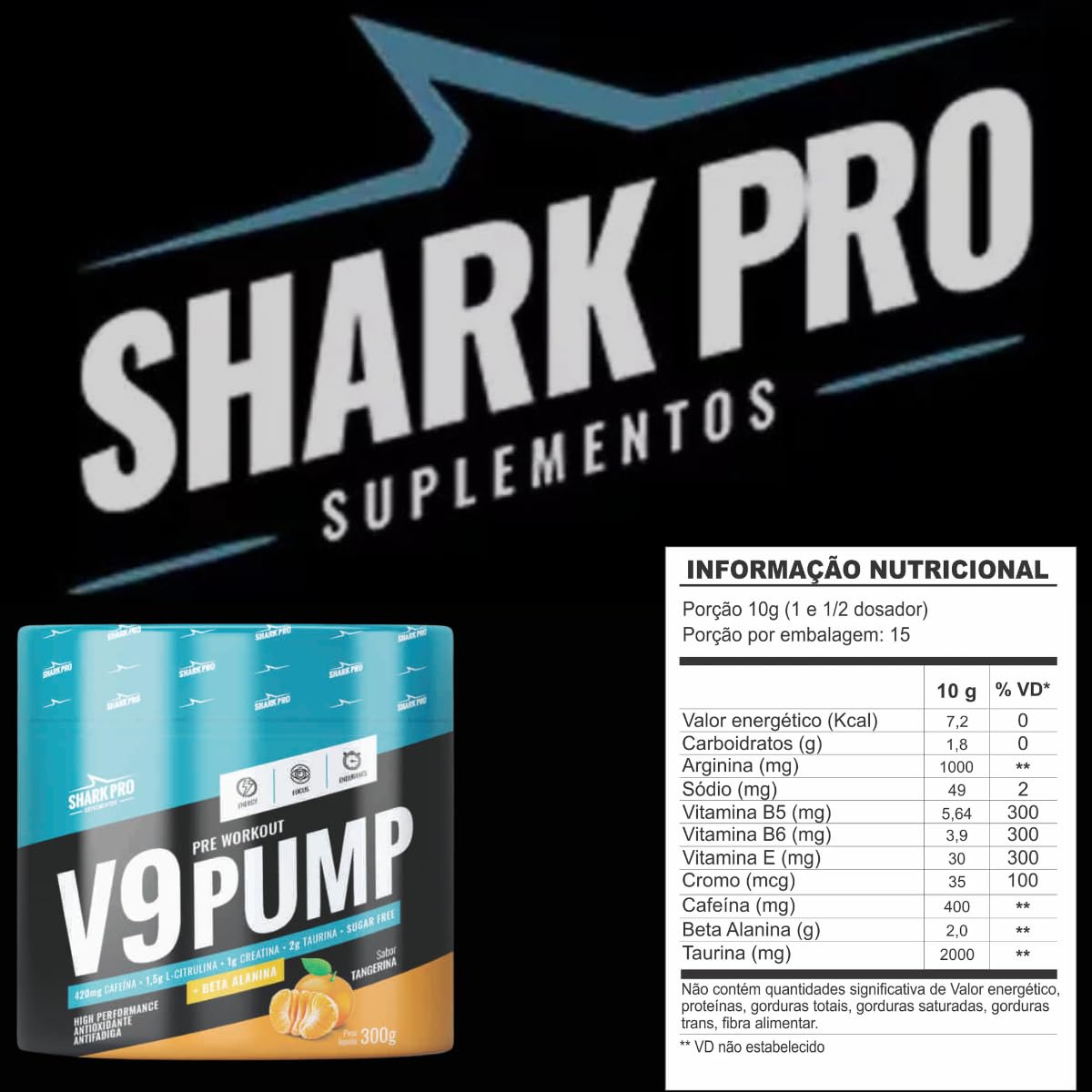 V9-PUMP PRE WORKOUT - PRÉ TREINO 300G SABOR TANGERINA | Amazon.com.br