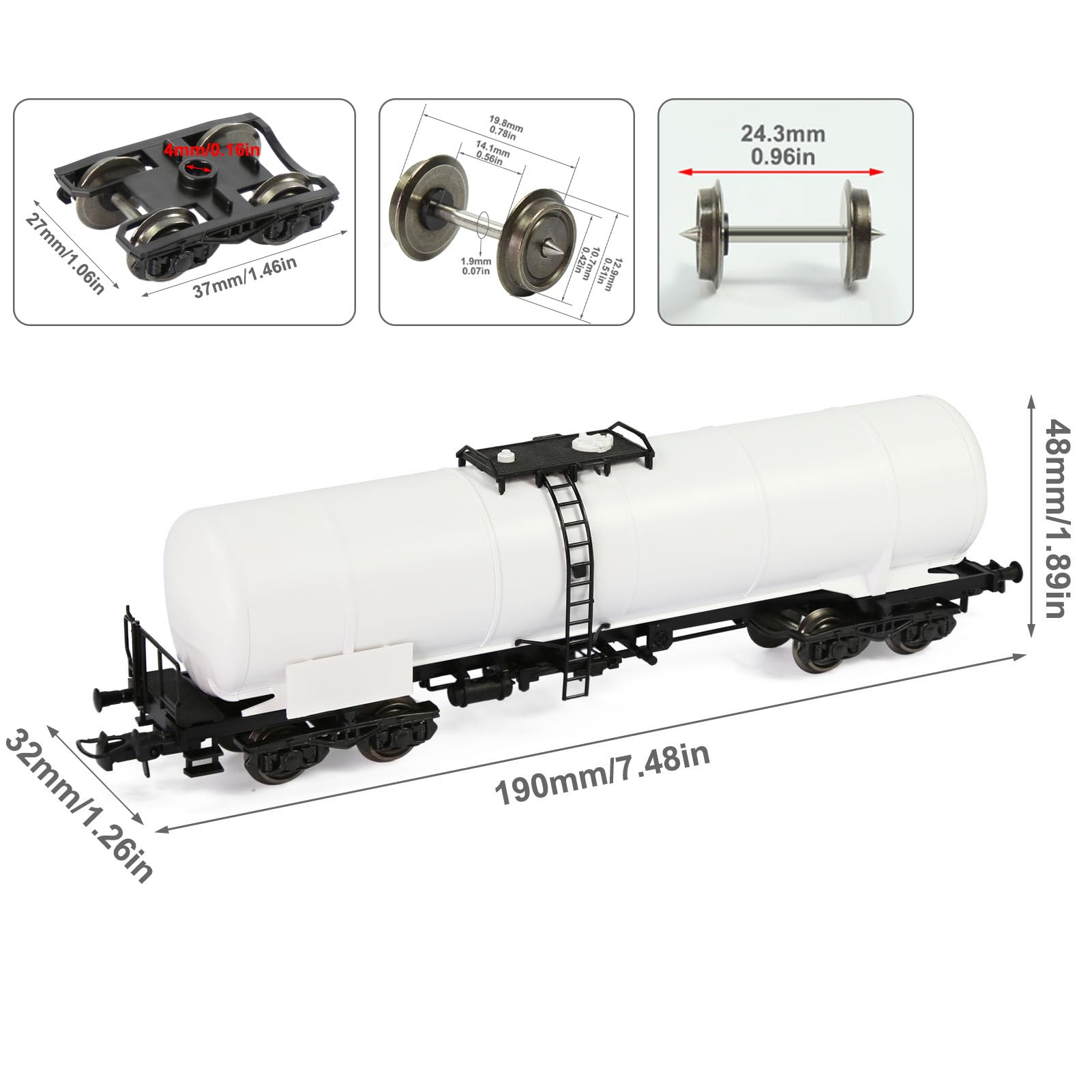 C8768 1 Unit 1:87 HO Scale Tank Wagon European Style Coupler Model Trains Oil Tank Car (White)