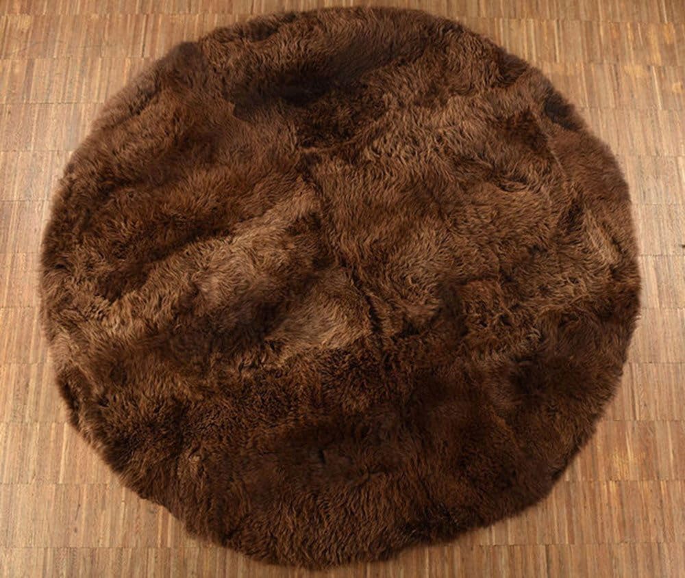 Kuhfelle Online & Nomad RUNDER LAMMFELL Teppich BRAUN Natur 120 cm Ø RUND Fell Teppich BRAUN Natur AUS BRITISCHEN LAMMFELLEN (120 cm)