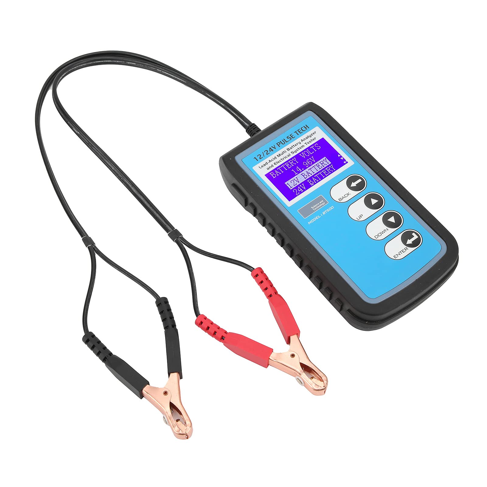 Comprobador de batería BT500, comprobador de batería de Coche de 12 V/24 V con Pantalla LCD LED retroiluminada, analizador de de Arranque y Carga para baterías estándar CCA DIN