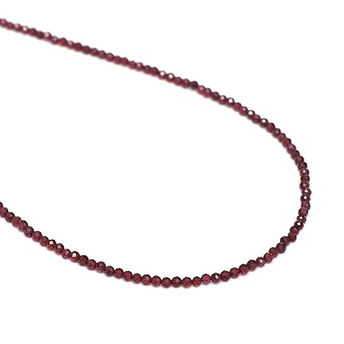 Miniatura 4 de Red Garnet Necklace, Gemstone Beaded Necklace, Crystal Choker Necklace, January Birthstone Jewelry, 925 Silver 14k Gold Plated 16+2 inch Adjustable