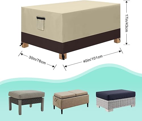 Miniatura 9 de ABCCANOPY Funda para otomana de patio, impermeable, resistente a los rayos UV, a prueba de polvo, fundas protectoras para muebles de césped, 28 x 28