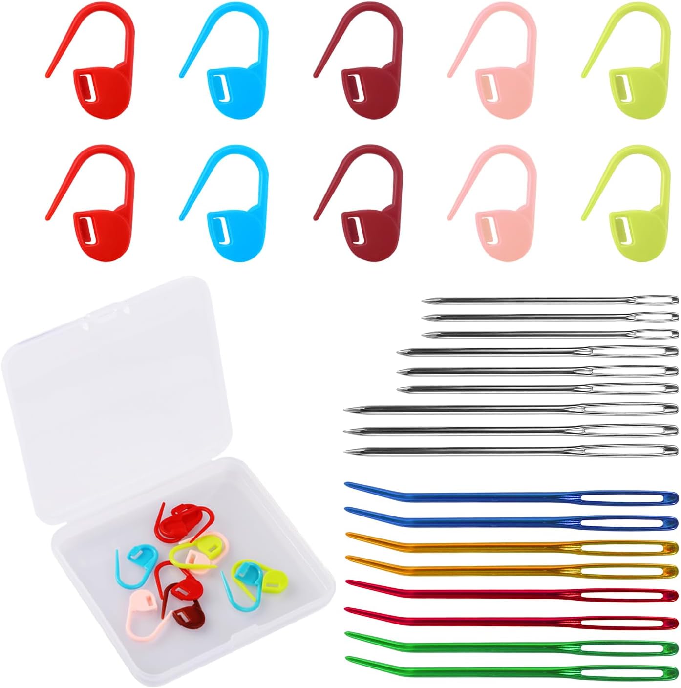 27pcs Sewing Knitting Needles Set, Including 8pcs Bent