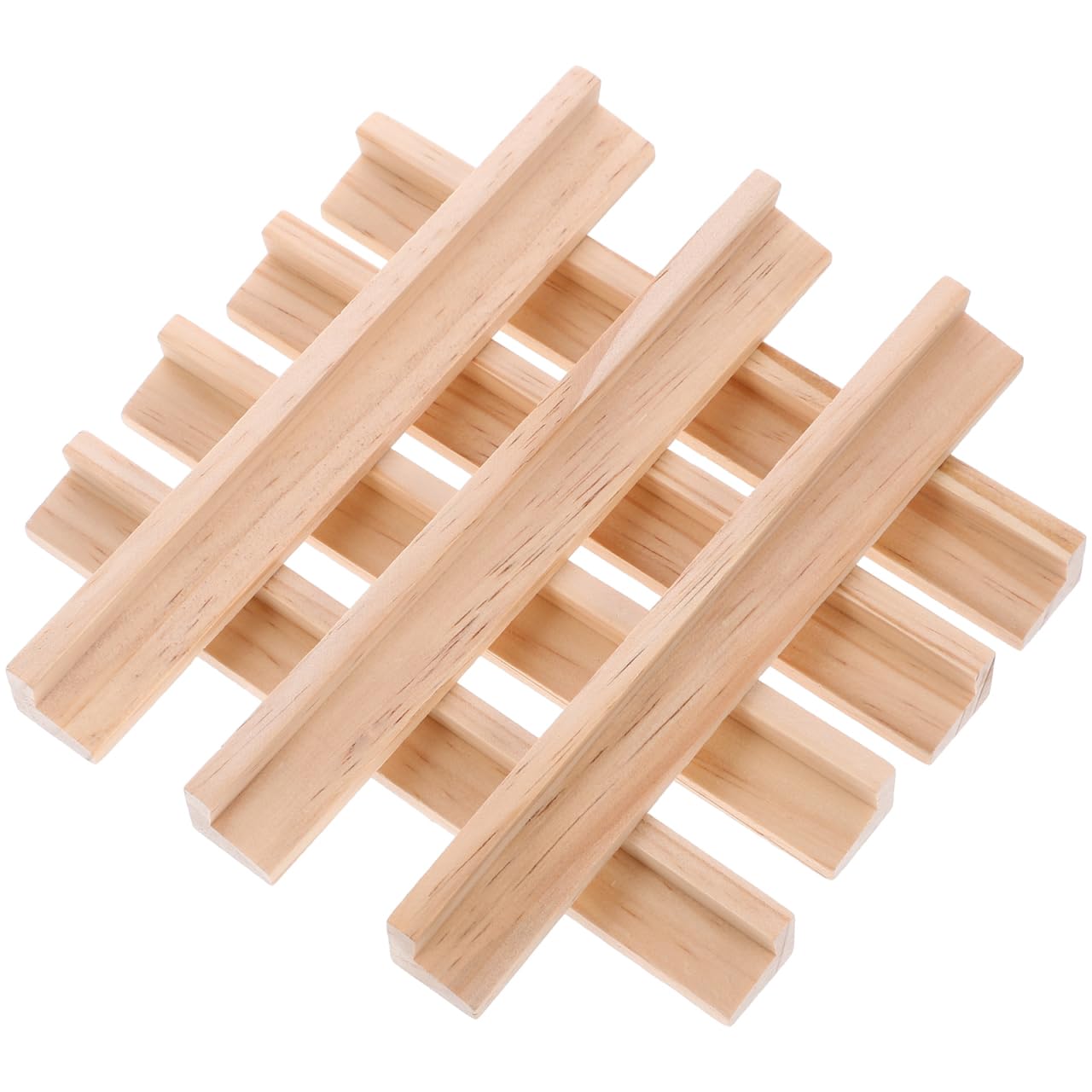 8Pcs Wooden Domino Trays 7.47 Inch Domino Racks for Mexican Train and Rummy Games, Diy Wood Holders with Slanted Slots, Family Game Accessory