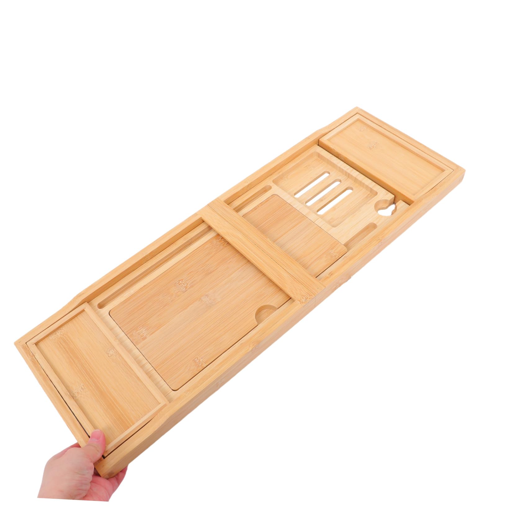 SOLUSTRE Bandeja De Bambú para Bañera Extensible Almacenamiento para Toallas Diseño Elegante para Baño
