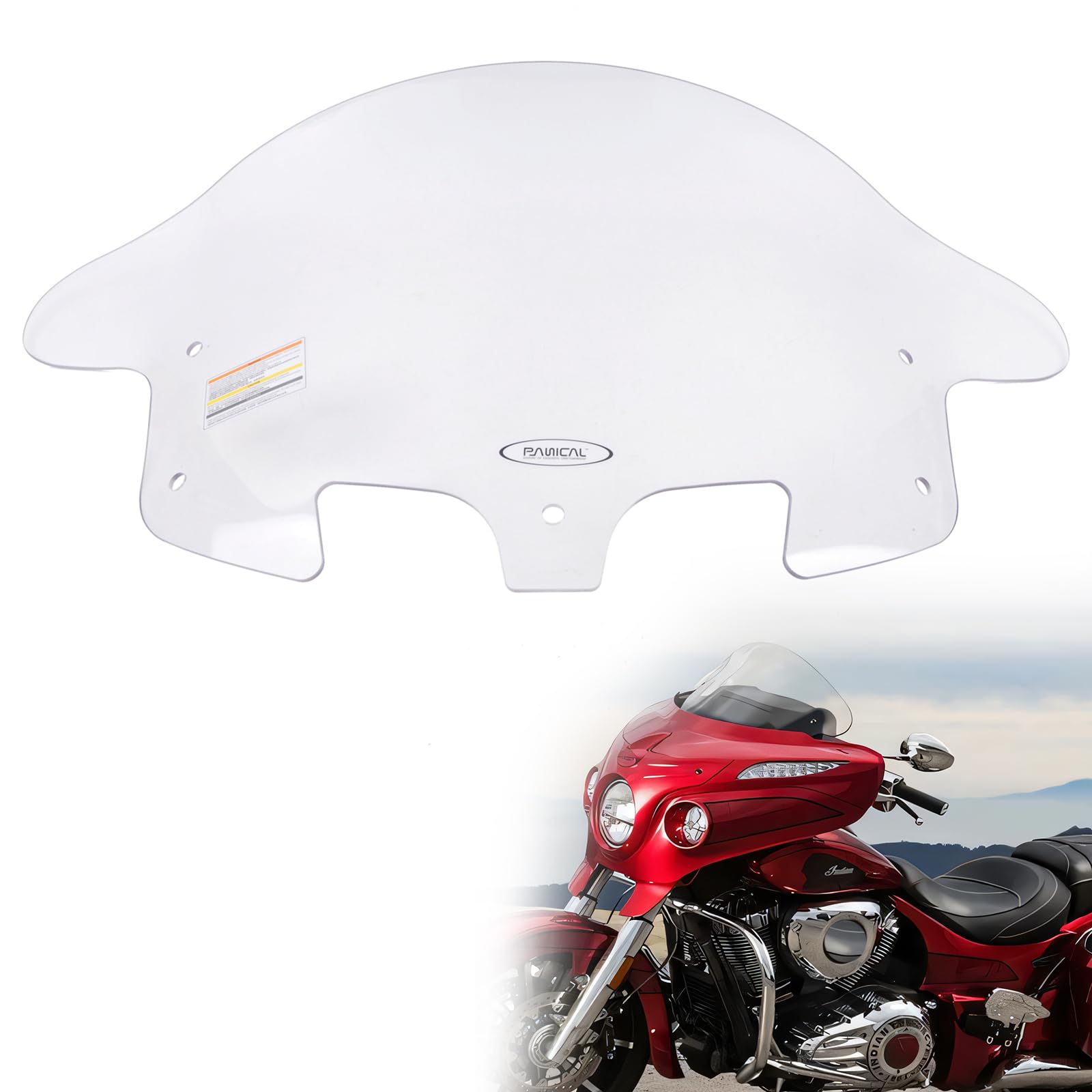 Panical Motorcycle For Indian 2014-2025 16 inch Windshield PC Spoiler Chieftain Roadmaster Windscreen Hardened Anti Fog Fairing (Transparent)
