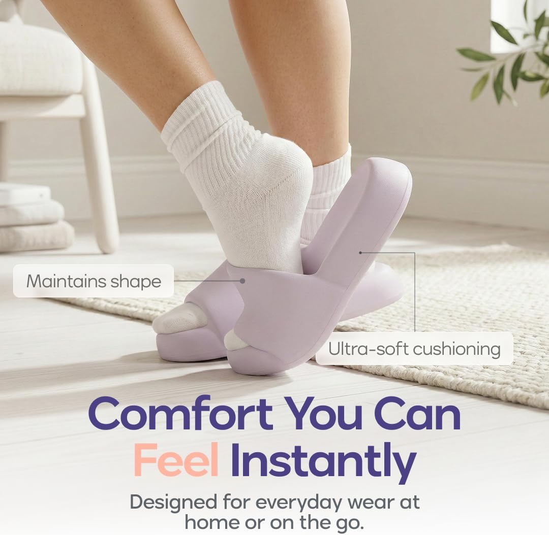 MellowSoft Cloud Slides for Women & Men – Ultra Soft CloudFoam Cushioning Slides, Thick Shock-Absorbing Sole, Lightweight Anti-Slip Recovery Sandals for Indoor & Outdoor Comfort thumbnail
