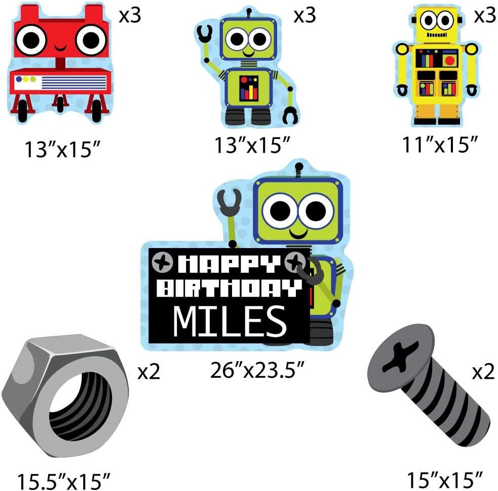 VictoryStore Robot Birthday Party Supplies: Custom Robot Birthday Yard Decorations 14pcs Includes stakes