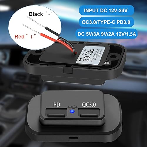 Miniatura 5 de Toma USB de 12 V puerto USB para automóvil montaje en panel PD30 y QC30 12 V cargador USB multipuerto panel de interruptor cargador de automóvil