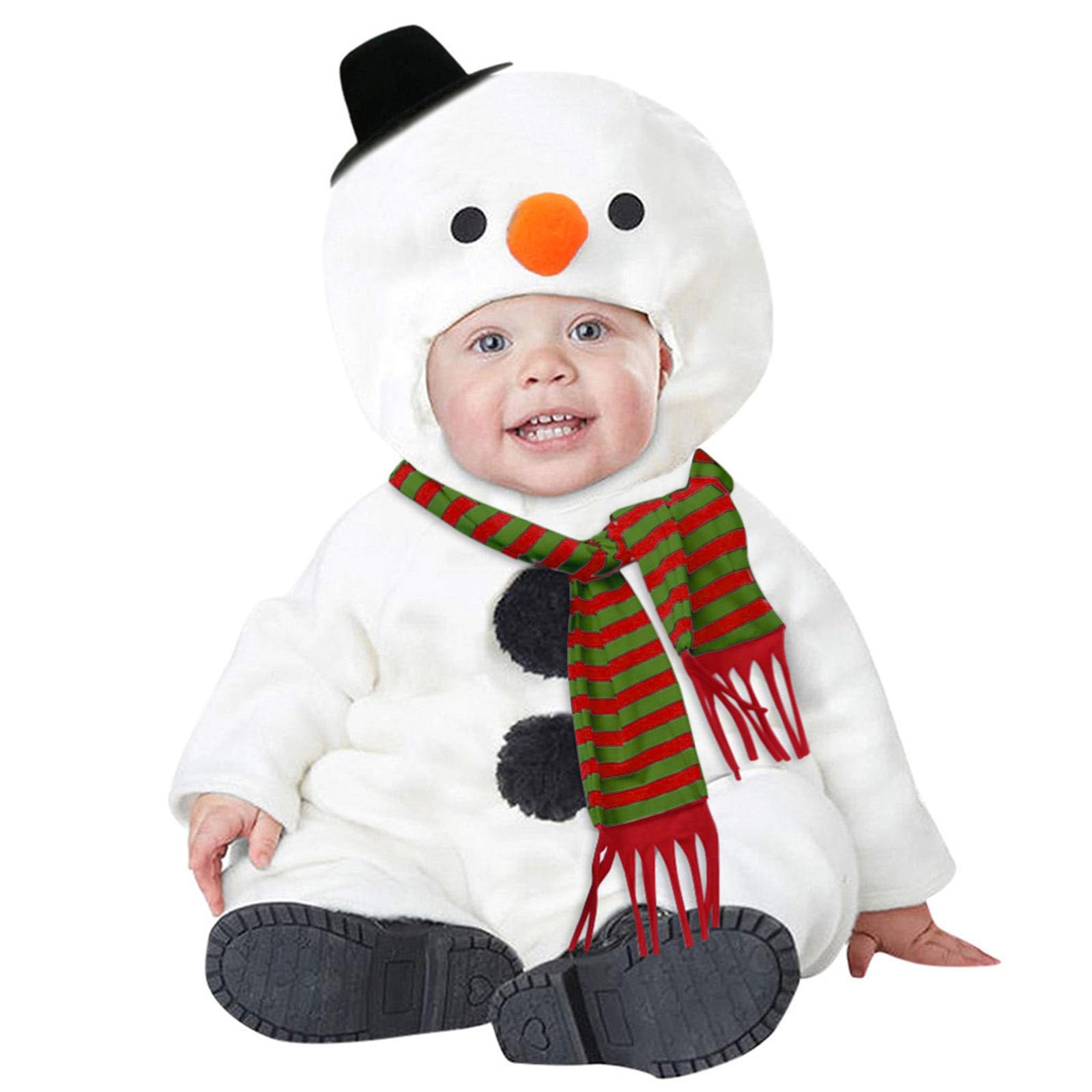 Pagliaccetto natalizio per bambini, motivo pupazzo di neve, per cosplay, in pile, per abbigliamento invernale caldo