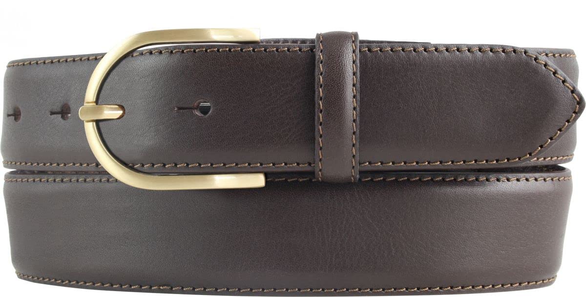 BELTINGER Hochwertiger Damengürtel aus Vollrindleder mit goldener Gürtelschließe 3,5 cm | Bombierter Ledergürtel Damen 35mm | Damen-Gürtel made in Italy