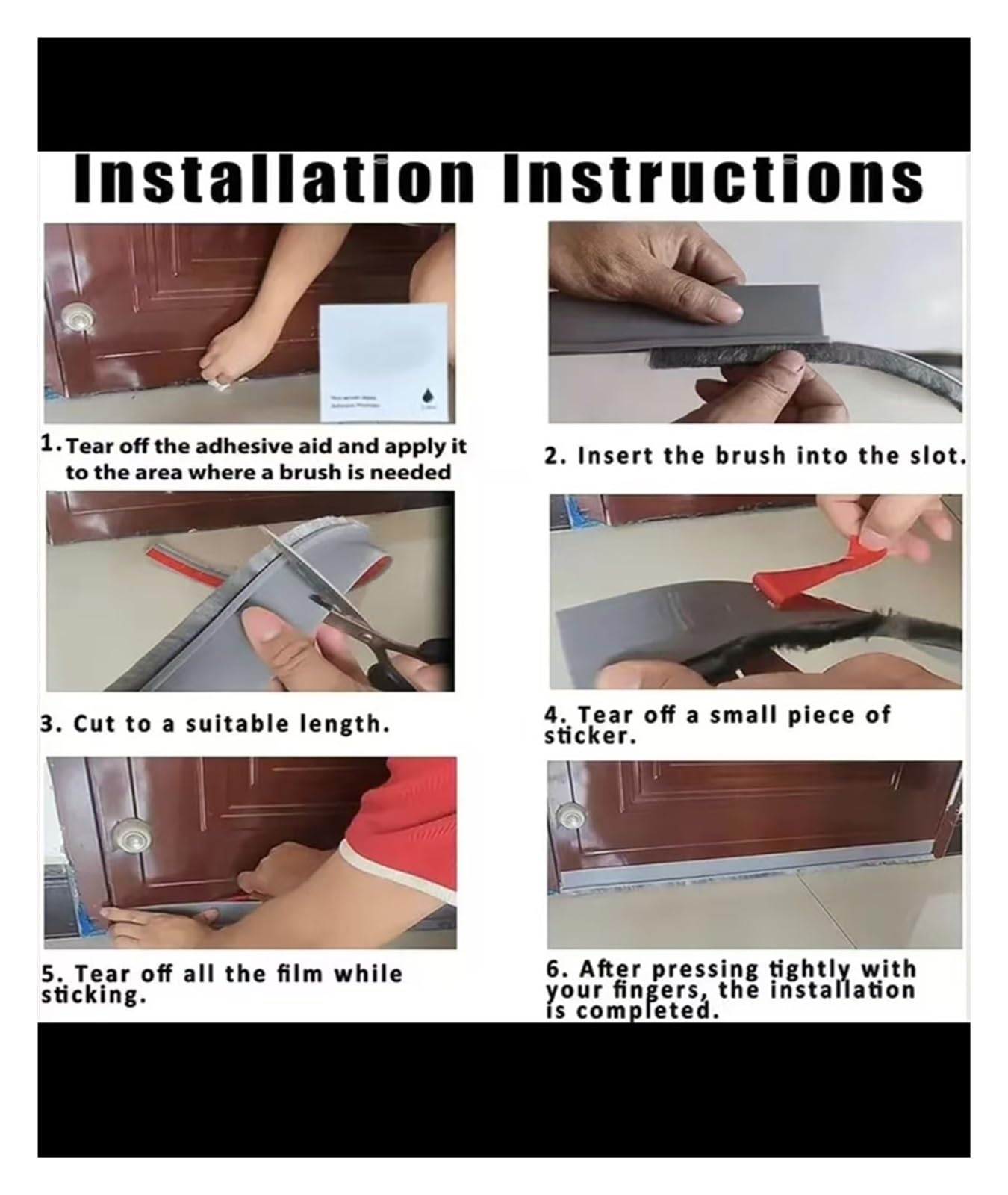 Joint de porte en brosse 100 cm, bande d'étanchéité for bas de porte, anti-insectes, insonorisante, bande autocollante for butée de porte(Hui maomendi,30mm)