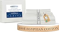 Vista 25 de Therapedic Juego de sábanas Queen de 6 piezas 100% algodón egipcio, satén naturalmente refrescante y transpirable, lavado suave preencogido, sábana