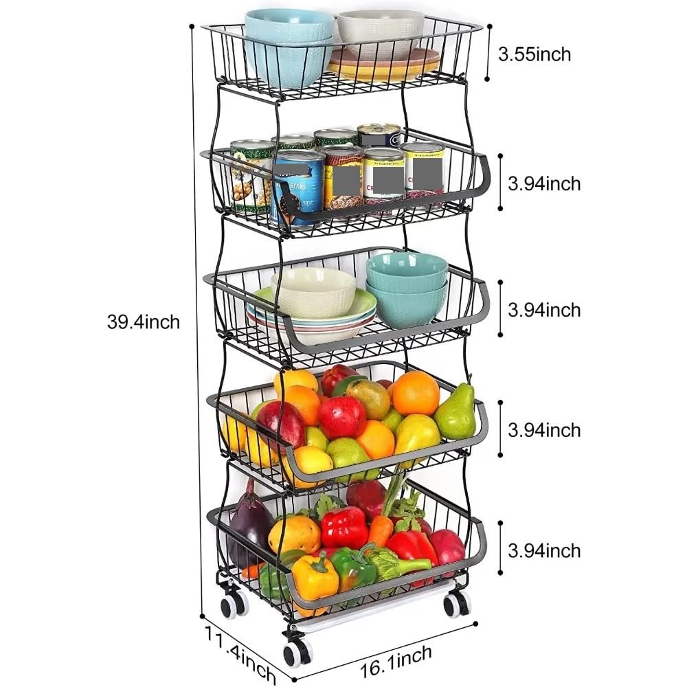 Cocina Supporto for cestello portafrutta a 5 livelli, carrello da cucina, for verdure Estante de almacenamiento