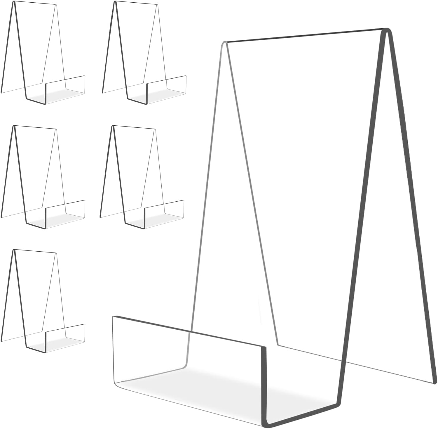 6'' x 4'' Acrylic Book Display Stand Clear Easel with Ledge Tablet Holder for Displaying Books, Pictures, Notebooks, CDs, Artworks, etc (Large) (6)