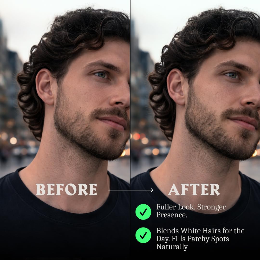 Striking Viking Beard Pencil Filler, nero medio – Set di matite da barba impermeabile, realistica e durevole con 2 penne e pennelli, migliora i peli del viso