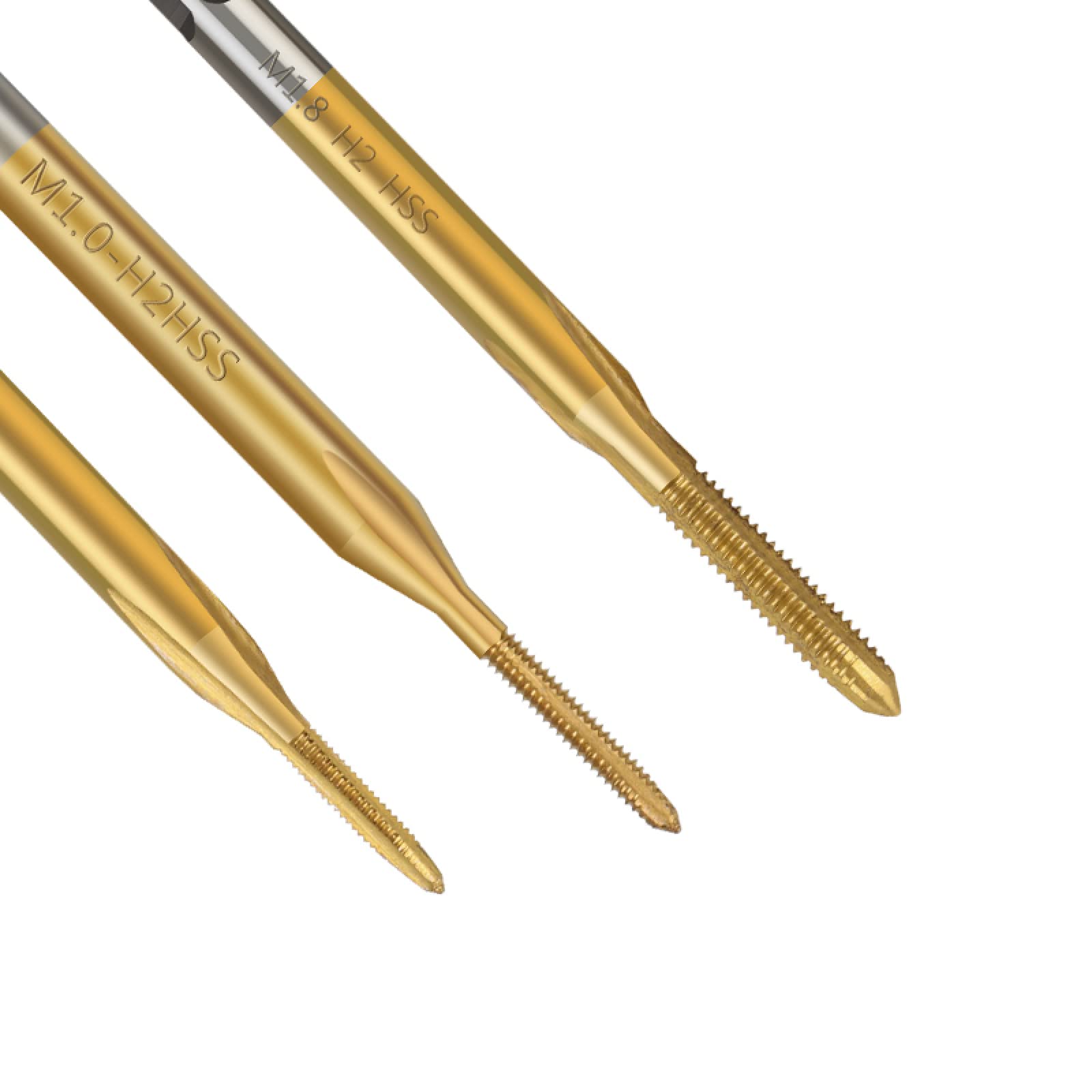 Set di 6 Punte per Trapano, Maschi per Macchina, Maschi per Viti metriche M1-M1.8, Maschi per Viti HSS, Maschi per Viti Rivestiti in Titanio