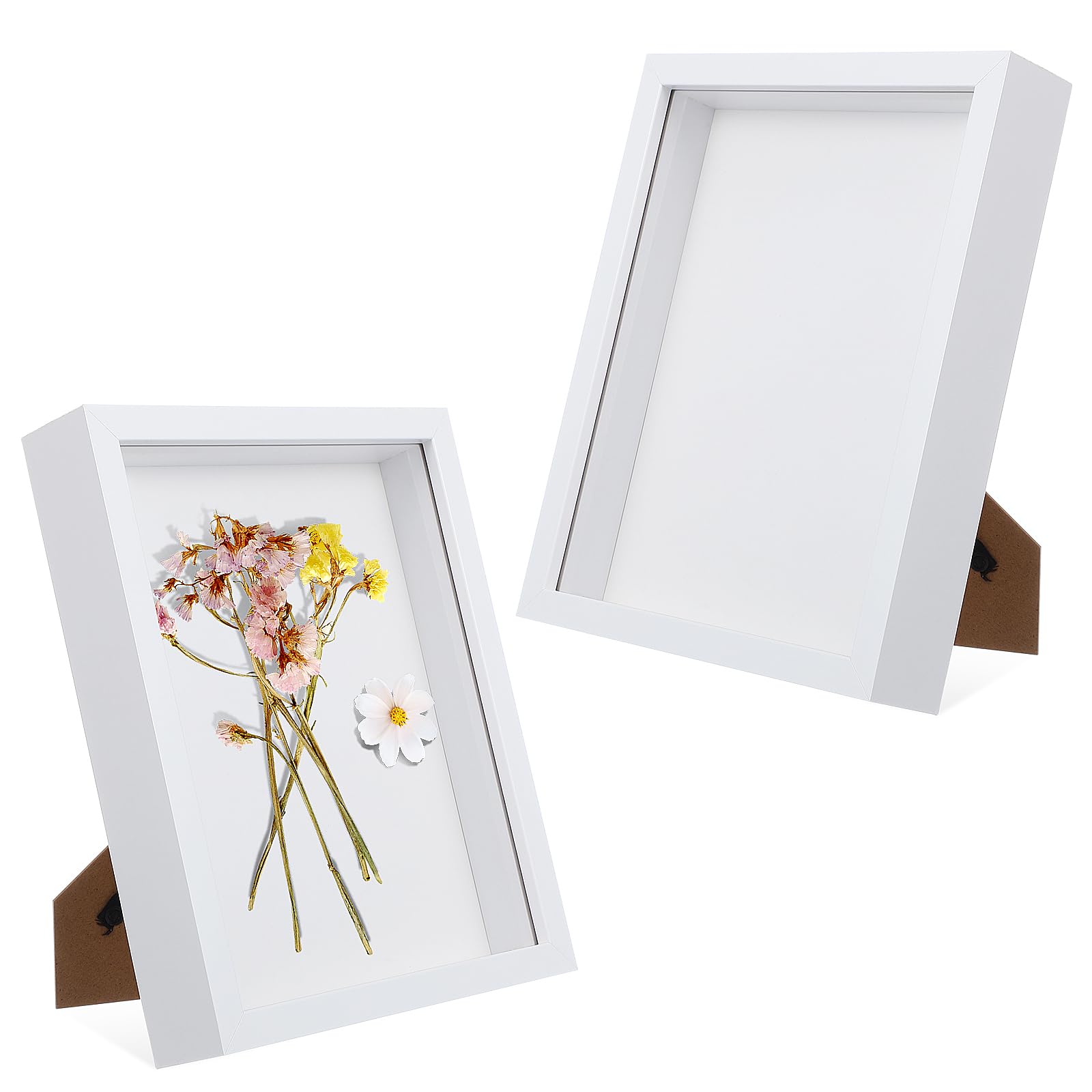 ABOOFAN Cornice Portafoto Profonda in Legno per Fiori Scolpiti e Conchiglie, 2 Pezzi, Bianco, Design Raffinato e Tridimensionale per Decorazioni D'ufficio e Occasioni Speciali