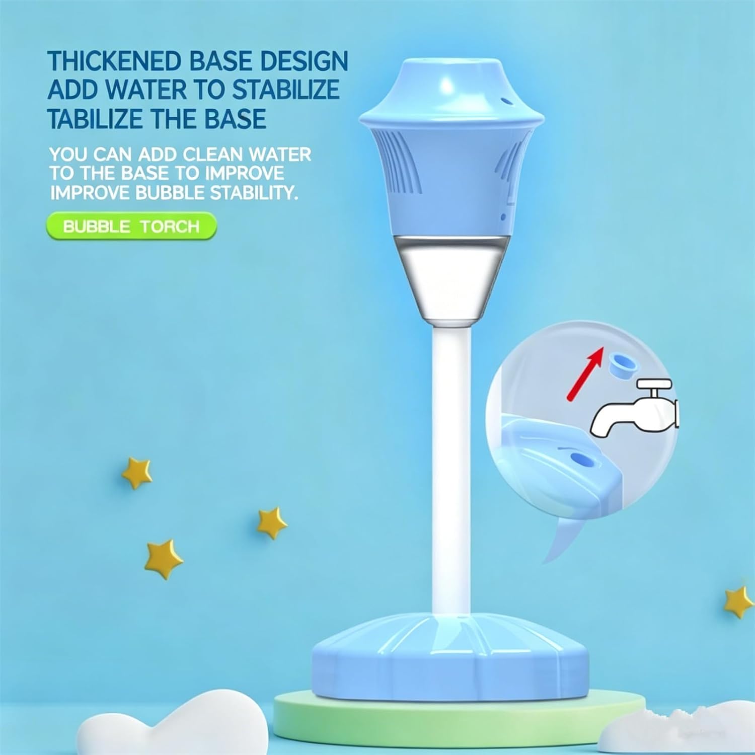 2026 Splashy Surprises Bubble Maker, Street Lamp Bubble Maker Stand Machine with Lights, Automatic Standing Torch Maker Machine Height Adjustable up to 47 Inches with Light/Music (1Set*Blue)