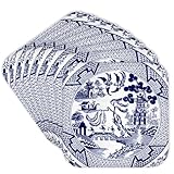 3dRose cst_262242_2 Willow Pattern Detail in Blue and White, set of 8 Soft Coasters
