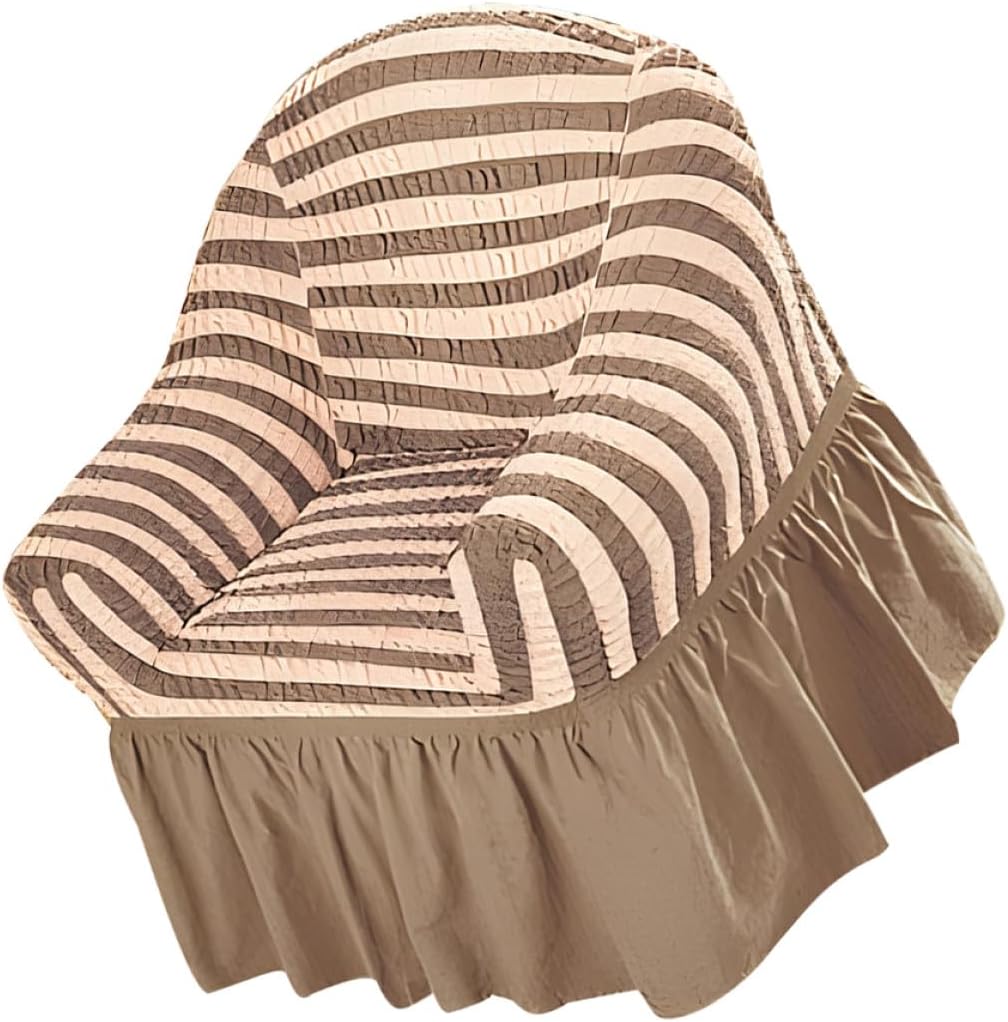 ibasenice Recliner Slipcover Chair Cover for Recliner Sofa Elastic Full Wrap Khaki Patchwork Fabric with Skirt Protective Cover for Indoor Lounge Chairs