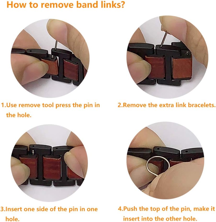 Compatible for Apple Watch 49mm 45mm 44mm 42mm Bands, Red Sandalwood Wood Stainless Steel Replacement Wrist Strap for Apple Watch Ultra & SE Series 8 7 6 Series 5 4 3 2 1 Watch Bands-Black - Image 7