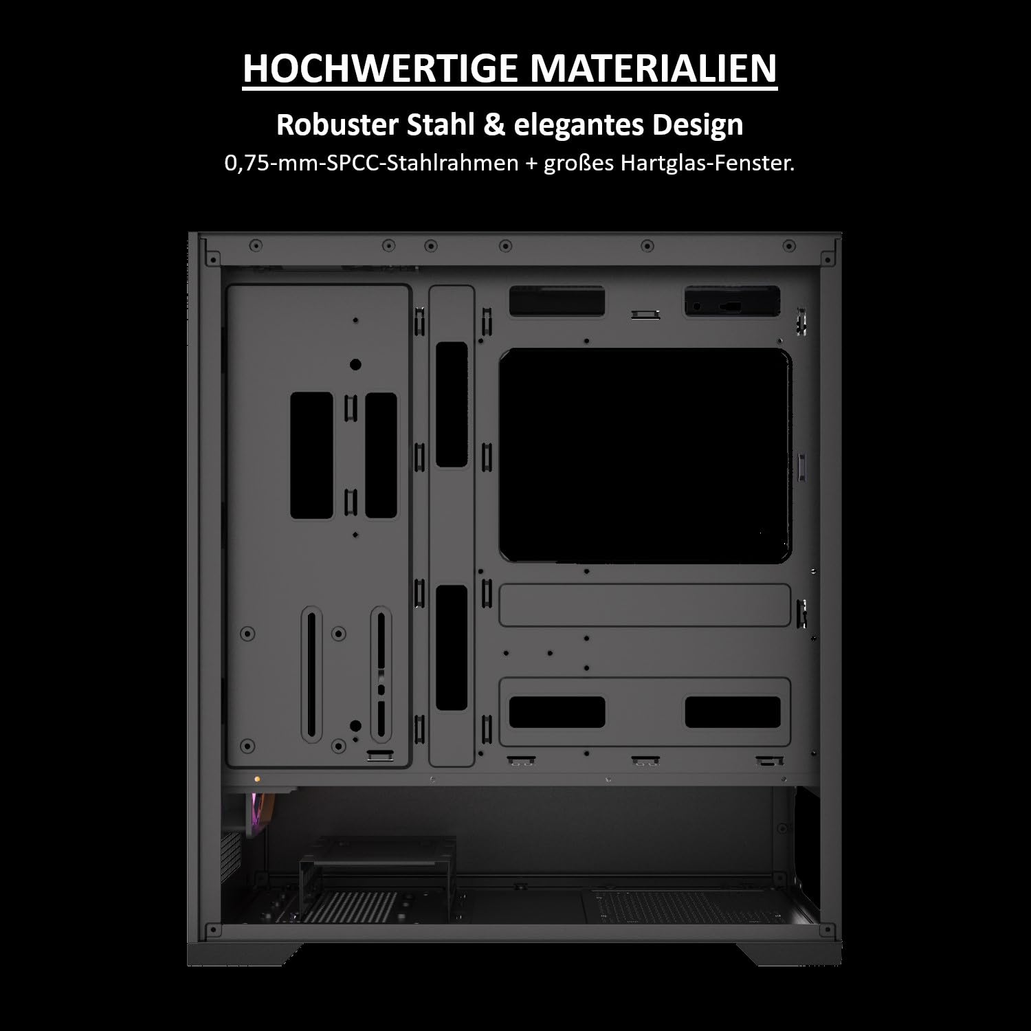 Core 100 A-RGB obudowa PC, ATX Mid-Tower, 4 x wentylator A-RGB PWM 120 mm, przód z siateczki, część boczna ze szkła hartowanego, czarna